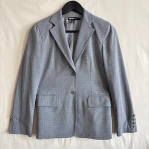 VTG DKNY Petite Gray Plaid Two Button Tailored Blazer Jacket - Petite 4